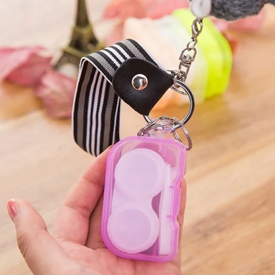 High Quality Simple portable candy contact lens case with Mirror Color Contact Lenses Case Accessories Plastic Material holder
