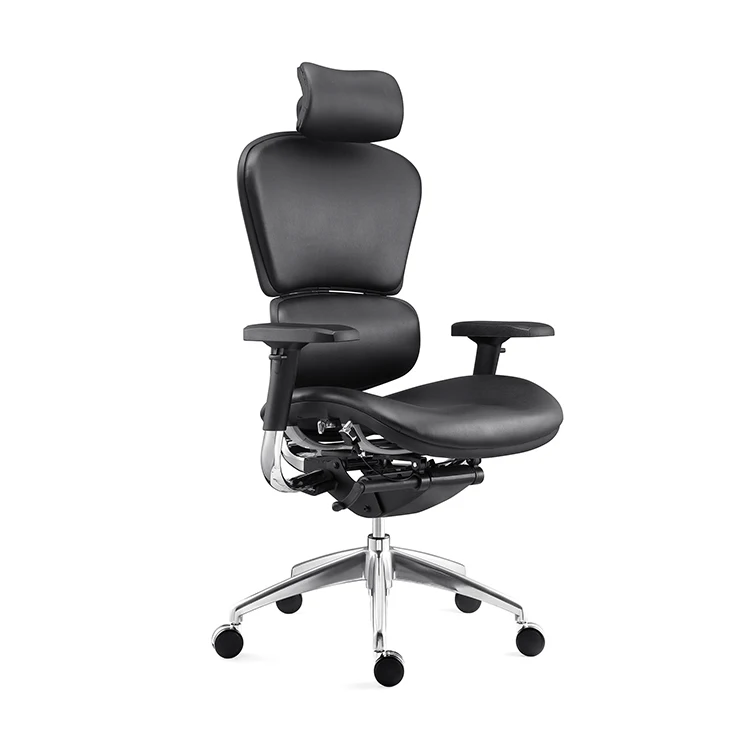 High end black leather screw lift ergonomic executive office chair