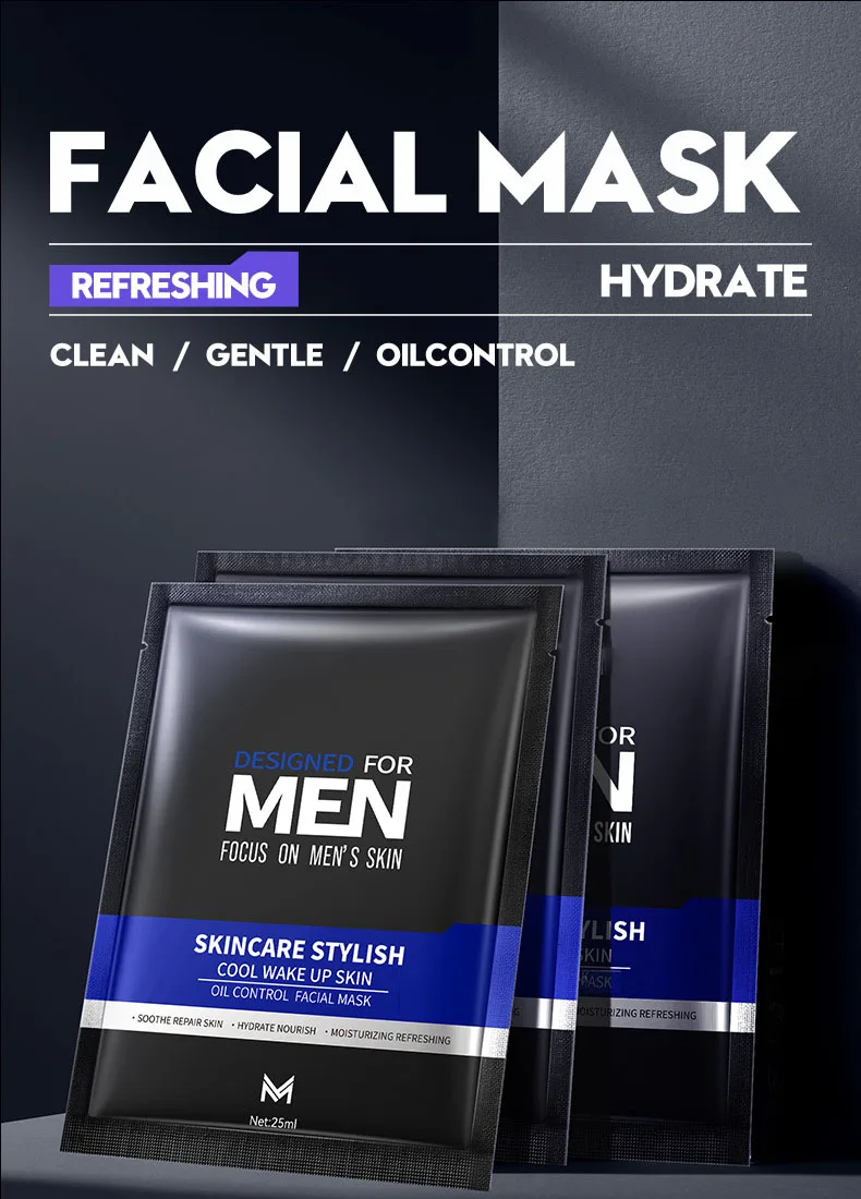 Private Label Skin Care Beauty Face Mask Sheet Whitening Moisturizing Anti Acne Men Oil Control Facial Mask