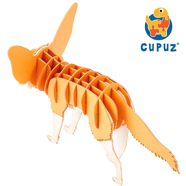 CUPUZ 3D Wild Animals Cardboard Puzzle Toys-Fennec Fox Bat-eared Fox DIY Animal Paper Craft Model Kit