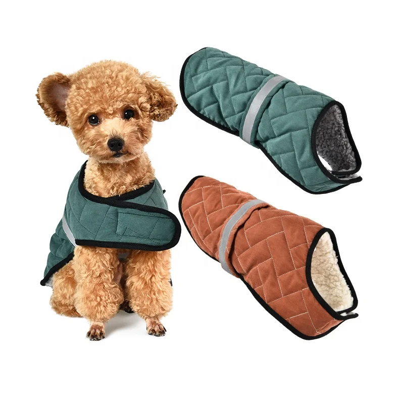 Reflective Stripe Eco-Friendly Peach Velvet 100% RPET Recycled Pet Clothes Dog Warm Jacket