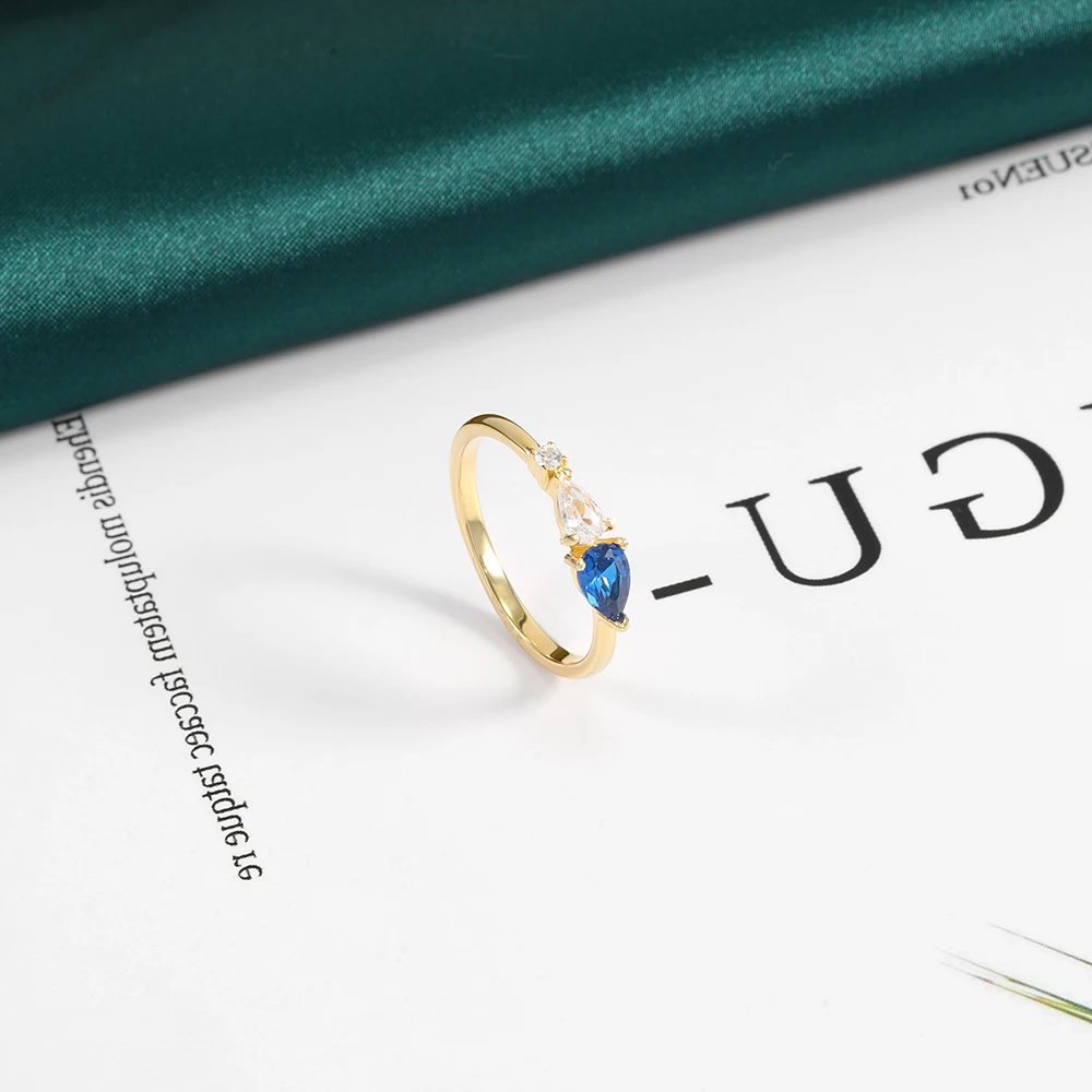 Volume Manufacture 925 Sterling Silver 18k Gold Plated Jewelry aquamarine ring sapphire ring Luxury Zircon Ring For Women