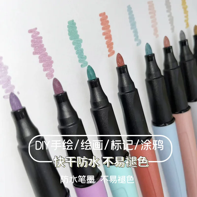 8colors Art Set Marker Glitter Thermal Logo Silver Colour Medium Size Pen Marker Glitter Set