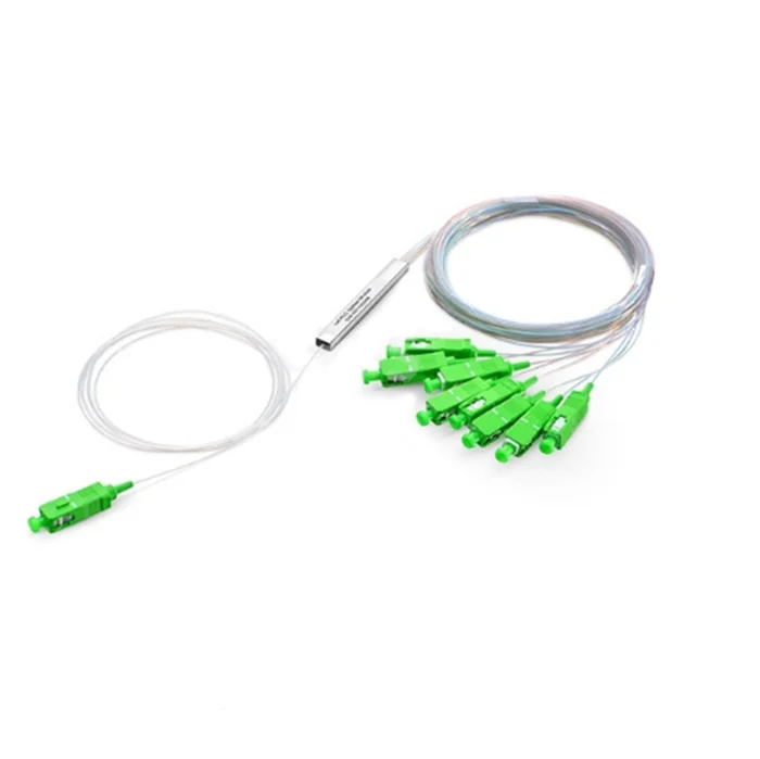 1*8 Steel Tube G657A 0.9mm Fiber Optic PLC Splitter With SC/APC connector