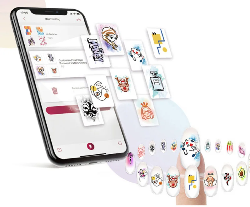 Newest Professional  Nails Printer 3D Digital Nail Art Printer Machine Smart Portable Automatic Diy Mobile Nail Printer
