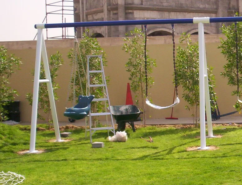 YL-QQ015  Galvanized Pipe Double Seat Chain Connect Children Outdoor Garden Baby Swing Chair