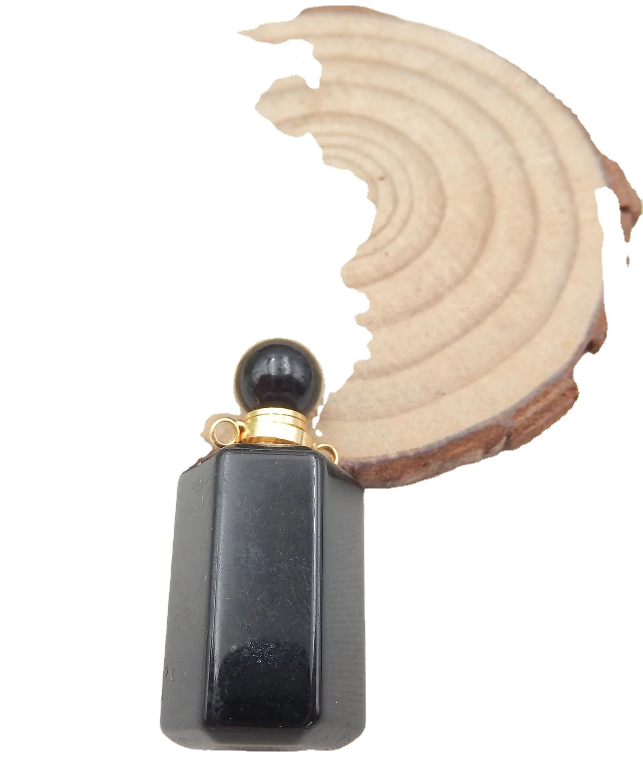 Gemstone natural obsidian, agate lucky  perfume bottle pendant,32*15.mm12.1g