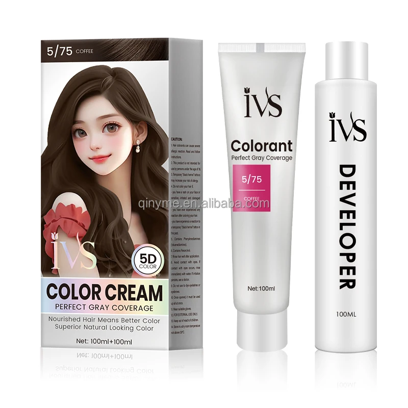 OEM Wholesale Professional IVS Organic Burgundy Hair Dye Cream Semi-Permanent Herbal Natural Ammonia Free Hair Color Cream