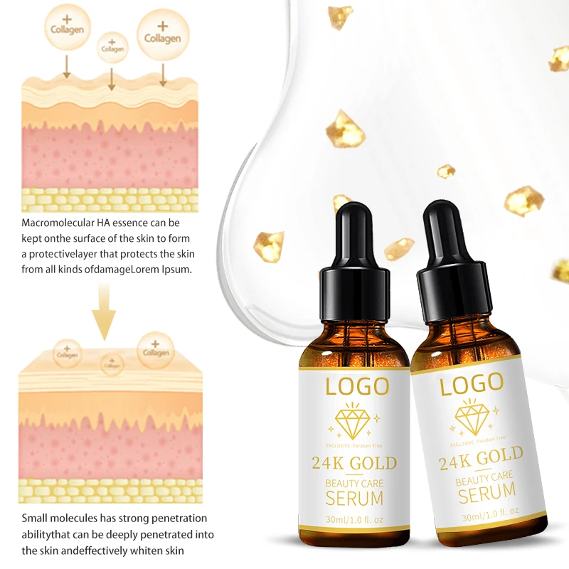 CKSINCE Brand Custom Wrinkle Recovery Activating 24K Gold Facial Serum Private Label Double Skin Care Face Serum