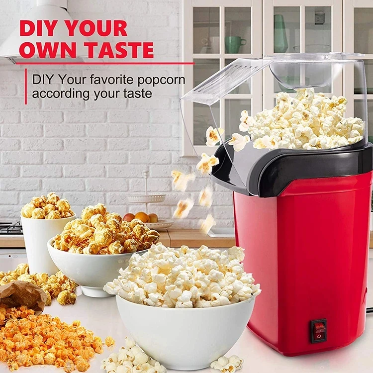 Automatic Kitchen Portable Fast Popcorn Maker 220v Electric Hot Air Mini Popcorn Popper Maker Machine With Top Cover