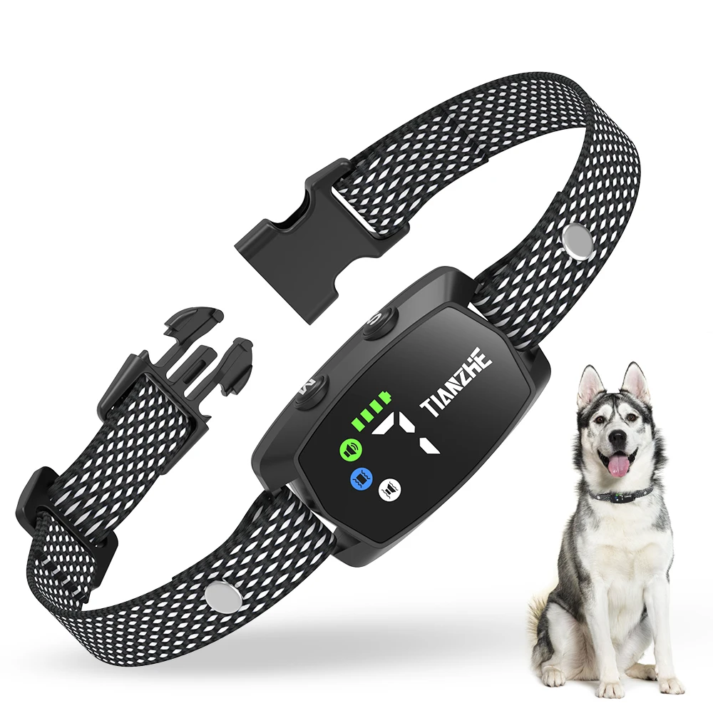 High Sensitivity LED Color Screen No Shock Safe Stop Barking Training Anti Bark Collar With Sound and Gyroscope Motion Sensor
