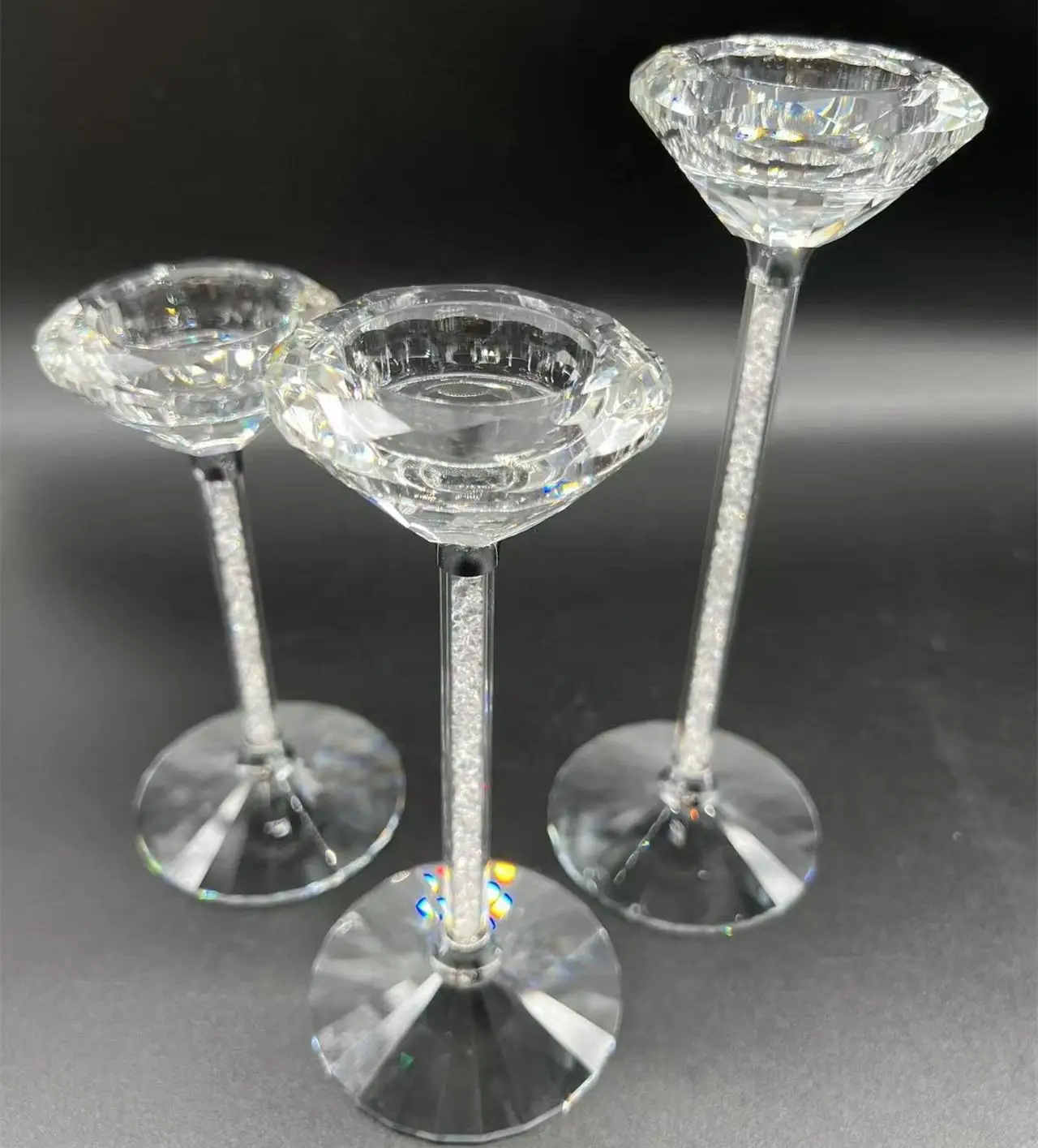 Factory Supply Wedding Or Party Home Table Decoration Crushed Diamond Crystal Glass Diamond Candle Holder