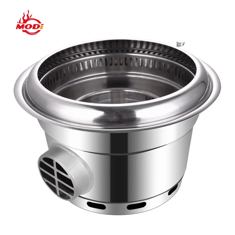 Modi Barbecue Circular Barrel Bbq Table Korean Charcoal Round Grills Stove Restaurant Equipment For Sale