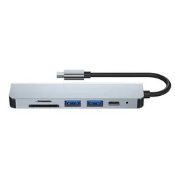 new design 6 in1 4K Type C to HDM-compatible USB3.0 with Micro-S D  TF Card PD Hub Adapter Expansion Dock