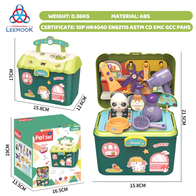 Leemook New Simulation Portable Storage House Box Pretend Play pet panda doll playhouse Kids care toy