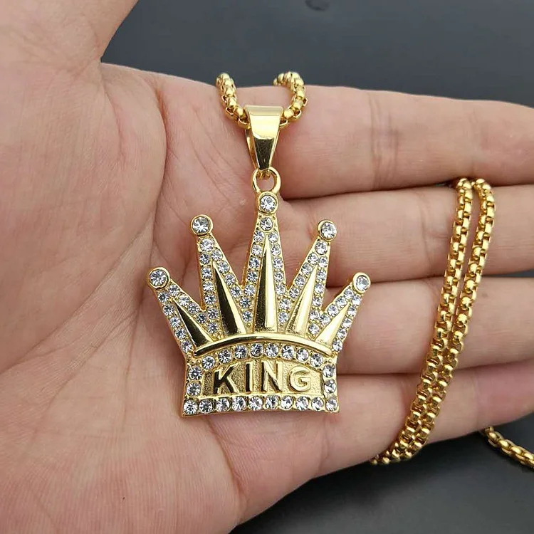 Невыцветающее ювелирное изделие с покрытием из поливинилхлорида 18K кулон короны нержавеющей стали индивидуальное ожерелье бриллиантами для мужчин