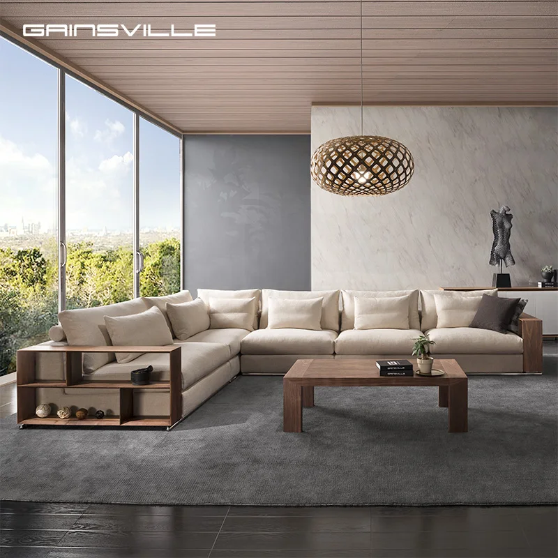 Nordic Modern Italian Minimalist Combination Apartment Corner Cotton And Linen Comfortable Large Villa Sofa