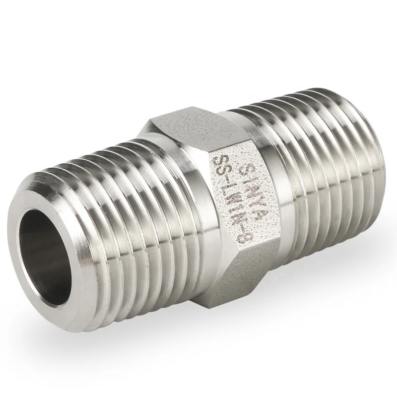 Instrumentation Pipe Fittings Stainless steel 316/316L 6000 PSI Monel Duplex Hastelloy C276,6Mo Male Thread NPT Hex Nipple