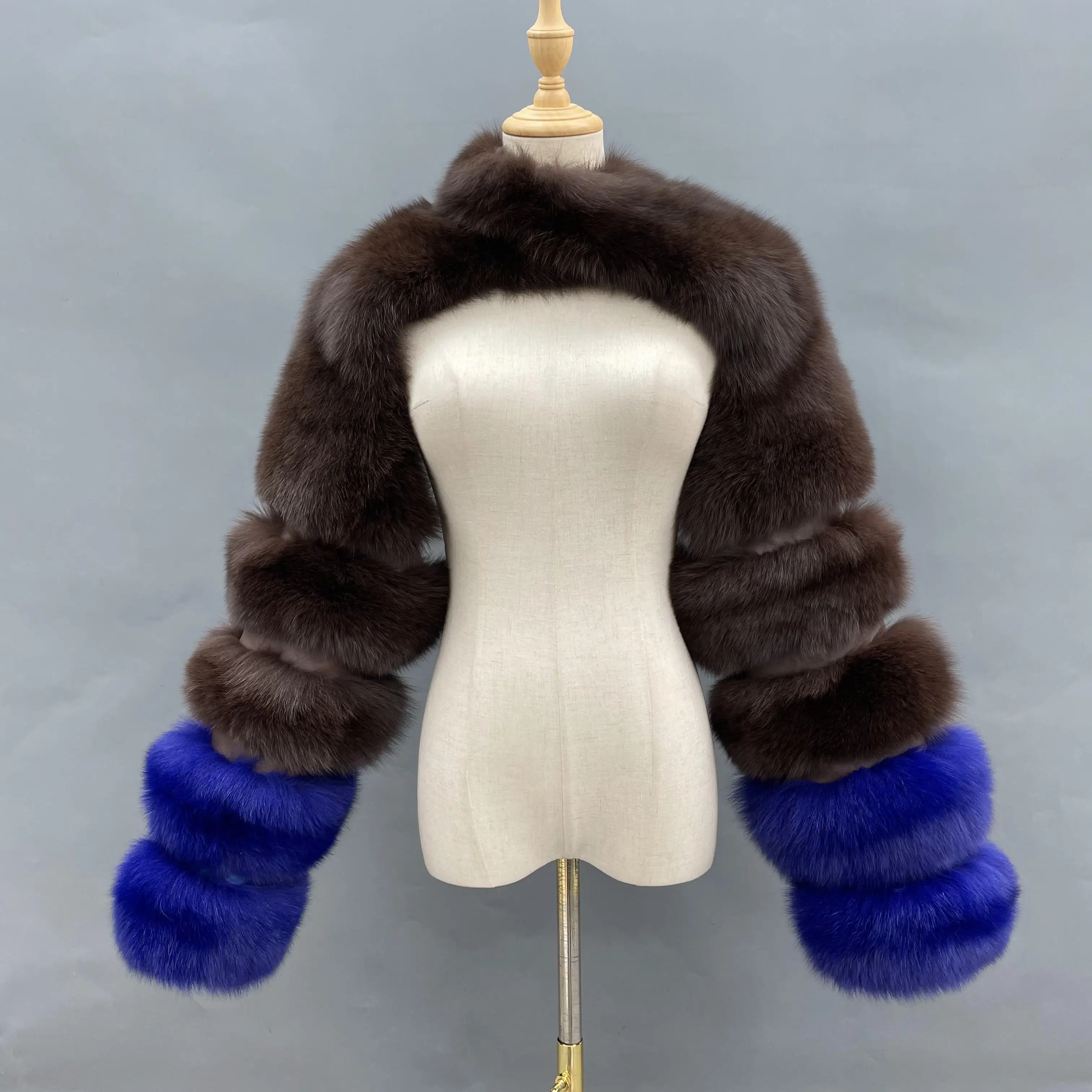 New popular unique design 2 tone fox fur color combo Arm Fox fur Sleeve