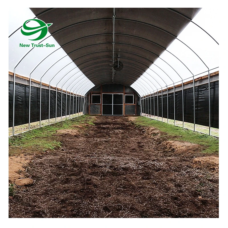 
Hot Sales Agricultural single-span tunnel film industrial greenhouse with blackout shading system 
