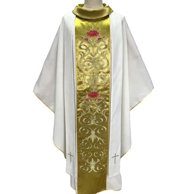 Hot sale Chasuble with Gold and Red embroidery Father Priest Chasuble with stole