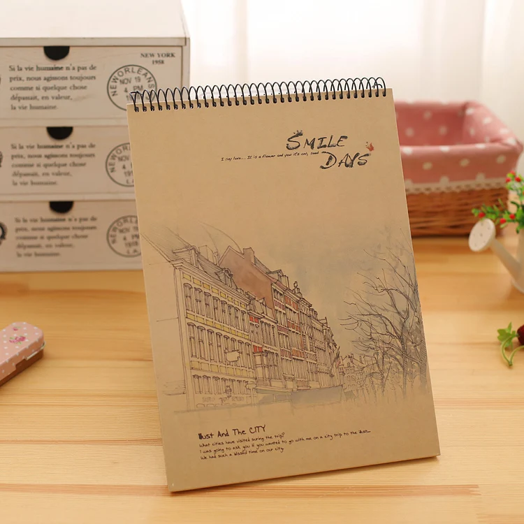 
2021 hot sale A4A5A6 Eco-friendly material kraft paper recycle paper hardcover custom wholesale sketchbook spiral notebook 
