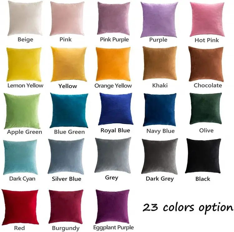 18 x 18 Inch 45 x 45 cm Custom Polyester Square Decorative Pillowcase Luxury Sofa Velvet Cushion Covers