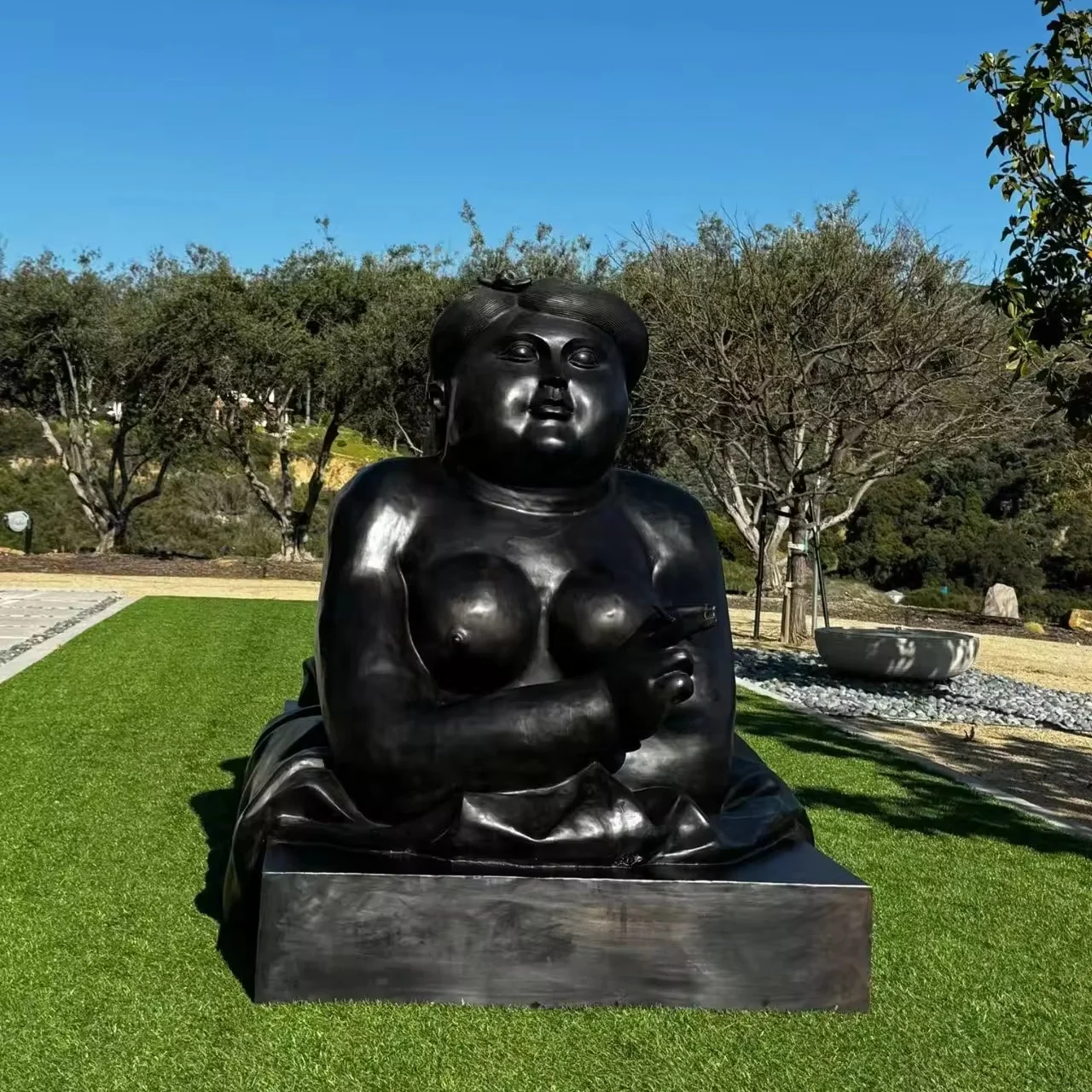 Customized Fernando Bote art figure life size statue landscape display urban public exhibition artwork bronze fat human statue