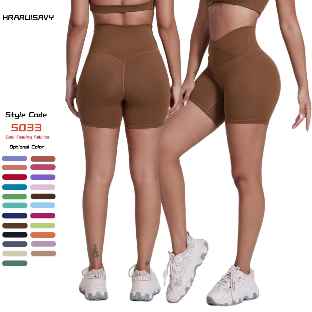 HEARUISAVY Cooling Fabric V Waist Biker Shorts Premium Thick Workout Running Shorts For Women Gym Fitness Wear