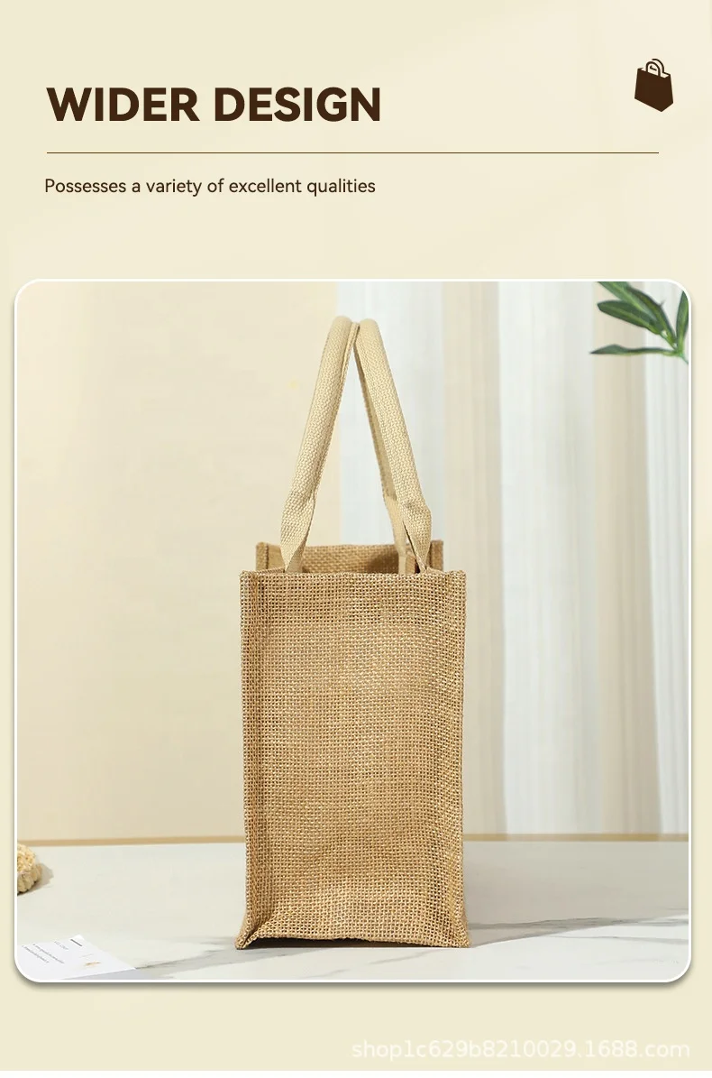 Custom Natural Eco-friendly Tote Bag Large Capacity Handbag Multi-functional Jute Luxury Bag