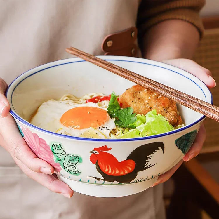 Nostalgic Classic Retro Rooster bowl Household and Commercial Large Rooster Noodle Bowl  melamine  rooster print  food bowl