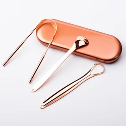 wholesale OEM logo 100% copper tongue cleaner stainless steel tongue scraper set tongue scraper