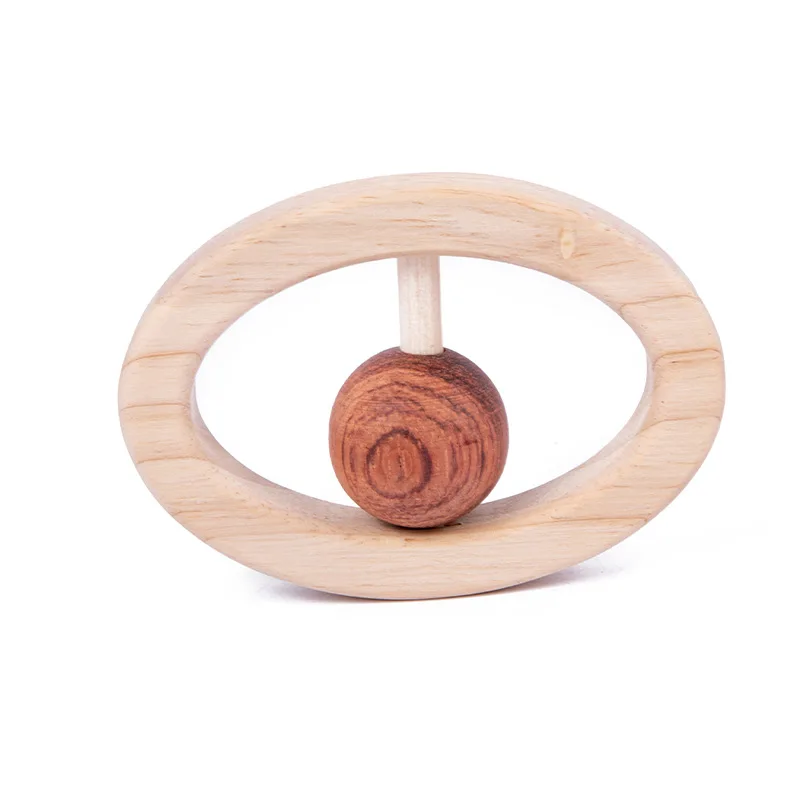 CHCC Custom Food Grade Silicon Teething Mitten Toy chewable Rattle Wooden Teething Toys Ring Baby Gift Set Baby Silicone Teether