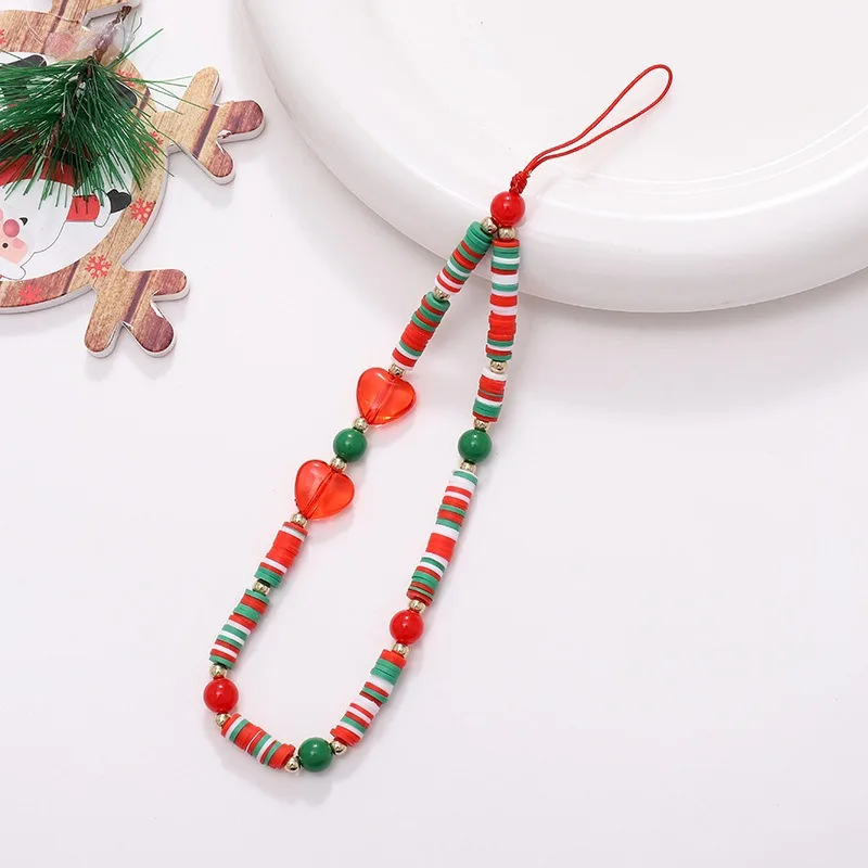 2024 Minimalist Christmas Series Beaded Mobile Phone Hanging Rope Anti loss Anti drop Wrist Pendant Jewelry