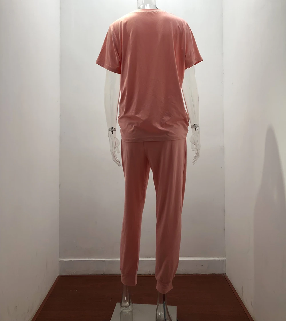 Hot Sale Summer Clothes Ladies Two Piece Pants Set Jogger Set  Plain Outfits for Women Tracksuit Workout Lounge Wear Sets