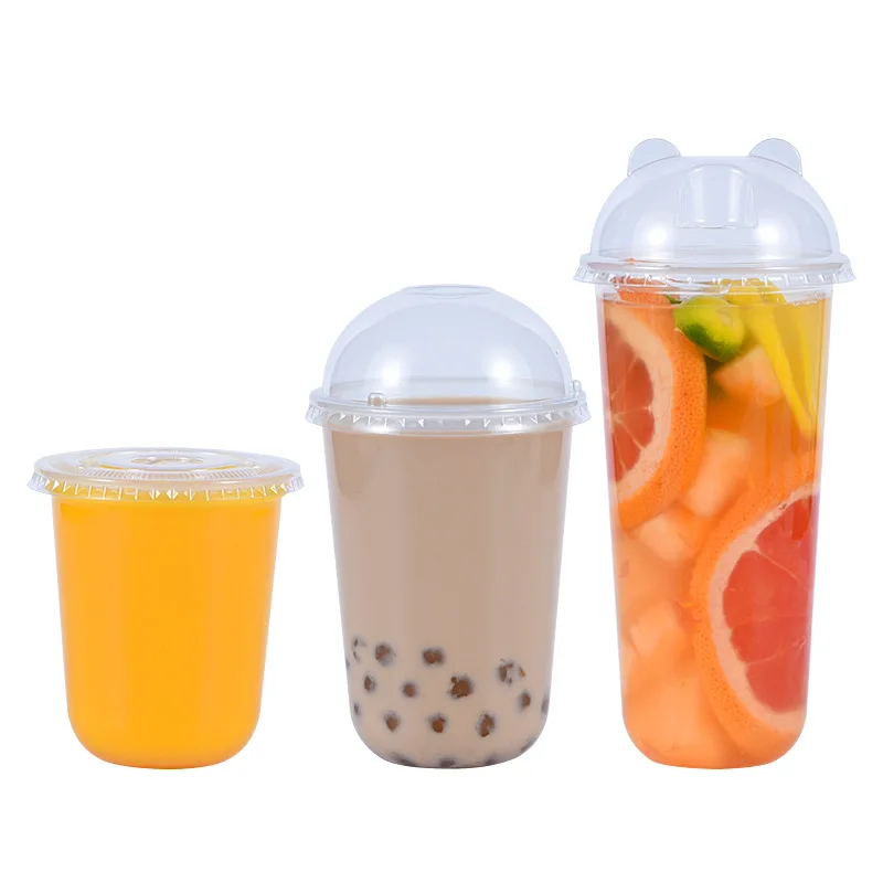 Customized U Shape Disposable Plastic Tall Ice Cream Drinking Milk Tea Juice Cup