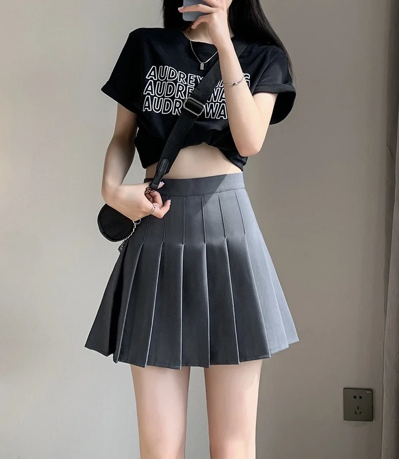 Custom Solid Color Mini Skirts High Waist Pleated Skirts Korean Clothes High Quality A Line Skirts for Girls
