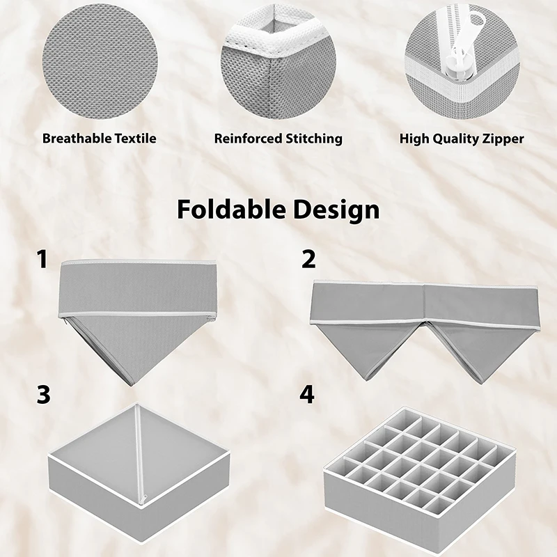 Household clothes storage boxes Organizer Stackable Foldable Fabric Drawer Socks Underwear Bra Storage Box