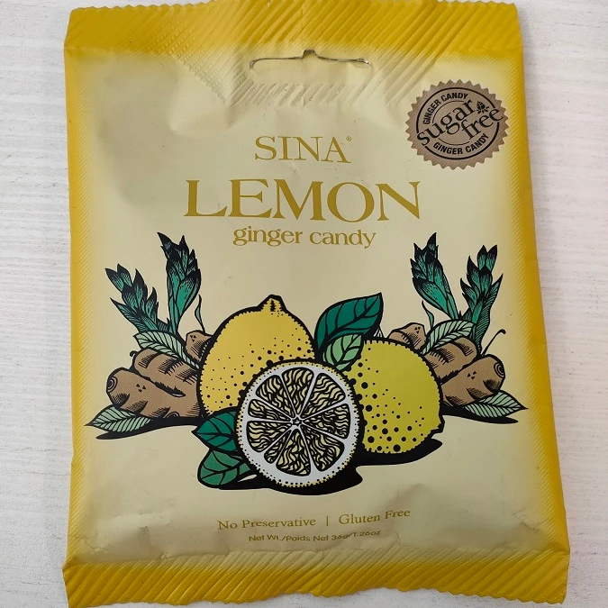 SINA 36g Sugar Free Lemon Ginger Candy /Soft Ginger Chew with Indonesia Factory Price