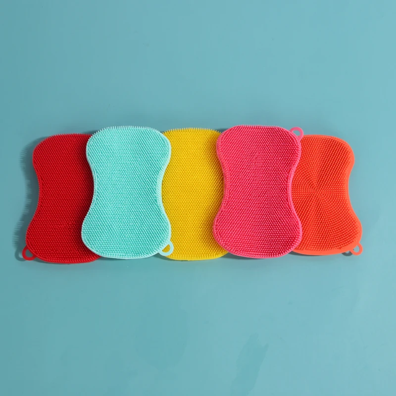 Wholesale Silicone Sponge Dish Washing Kitchen Scrubber Household Sponge Dishwashing Brush Silicone Dish Scrubber