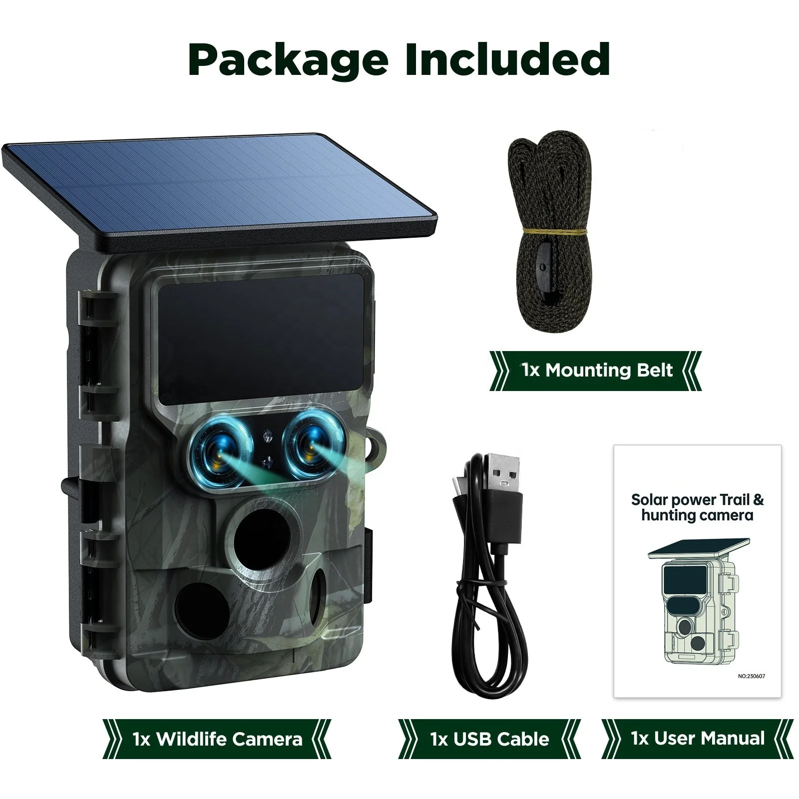 4K 48MP Solar Powered Wild Game Trail Camera Traps 13MP SONY Native Sensor 850nm LEDs 65ft Detection Range for Hunting