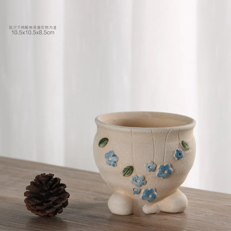 3D Hand-Painted Succulent Flower Cactus Pots Protruding Flower Pattern Planter Container Plant Pot Not Include Plants