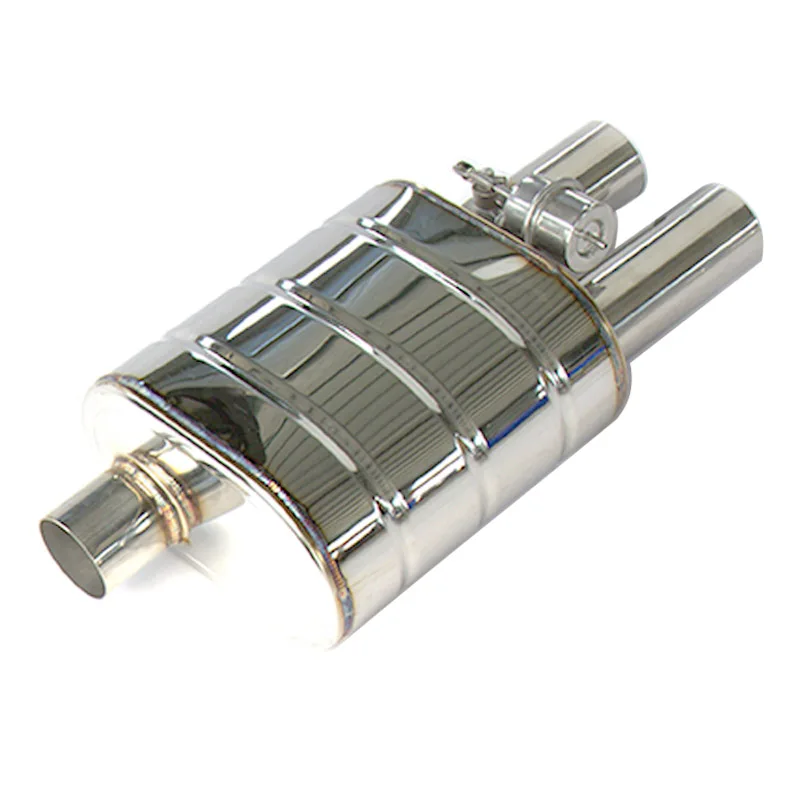 Universal Single Inlet Dual Outlet with single Valve  Muffler car exhaust systern