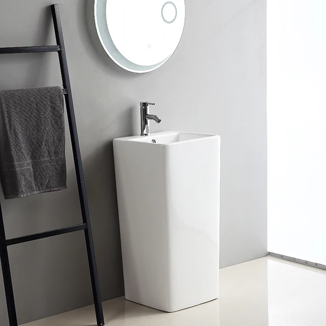 2024 Hot Sales floor standing basin Pedestal Bathroom Sinks Ceramic Indoor Freestanding Basin