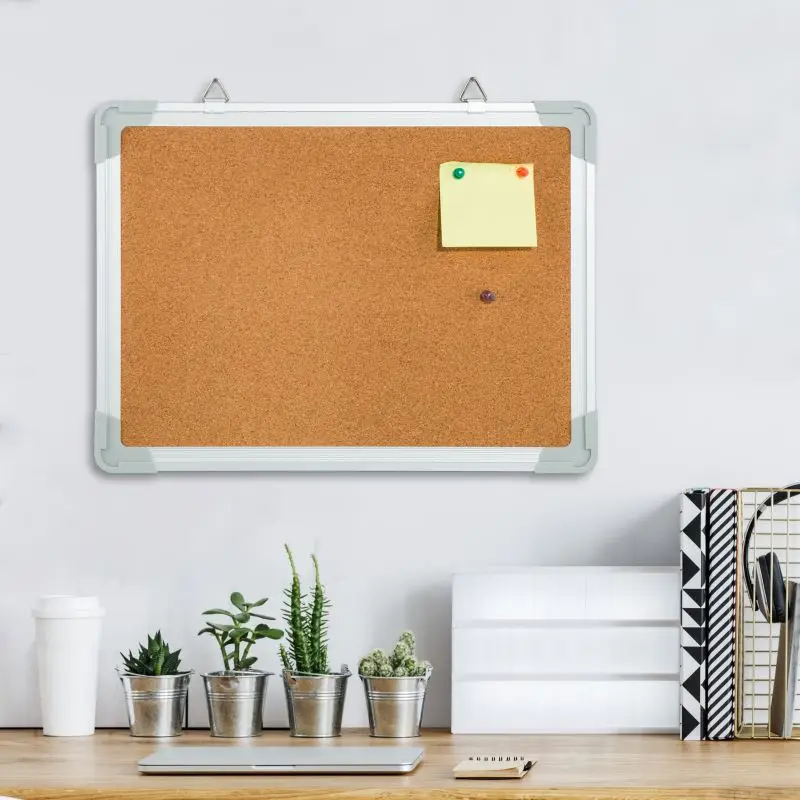 OEM Cork Bulletin Combo Board for Home Office Small Wall Hanging Whiteboard with Aluminum Frame Memo Pin Planning Tackboard