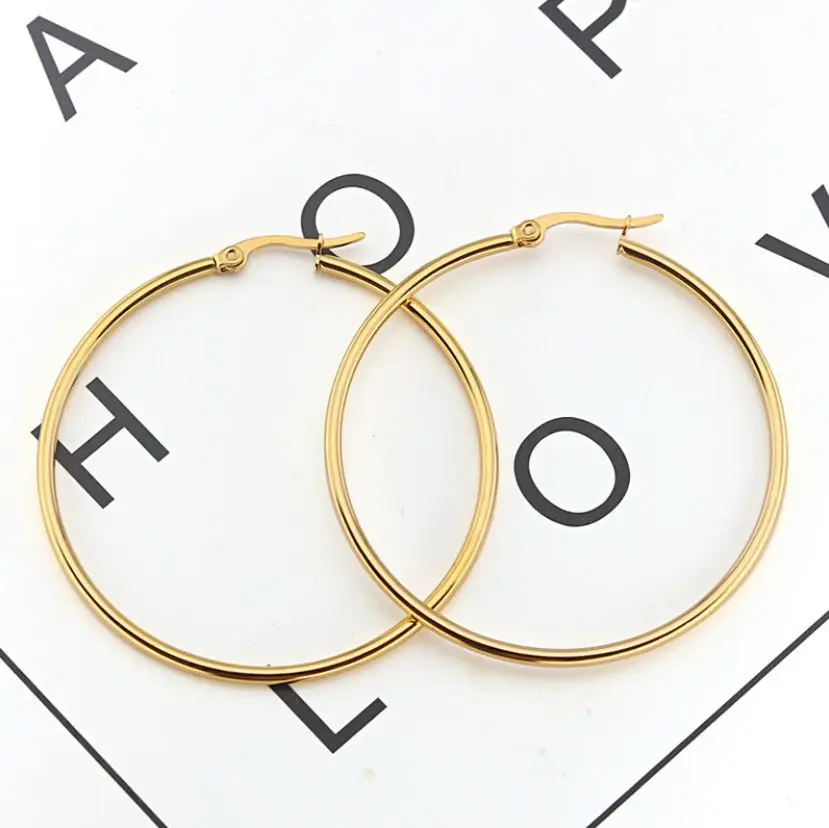 Large Exaggerated Jewelry Circle Earrings Stainless Steel jewelry Gold Silver Hoop Earrings