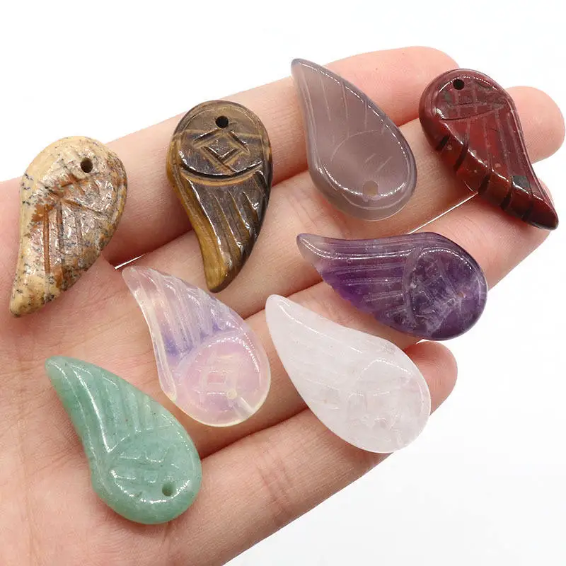 Manufacturer Direct Selling Semi-Precious Stones Rainbow Jasper Angel Pendant Wings Pendant Diy Jewelry