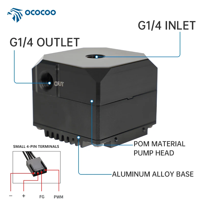 OCOCOO High flow Computer cooling system 12V support PWM Computer DC electric water pump