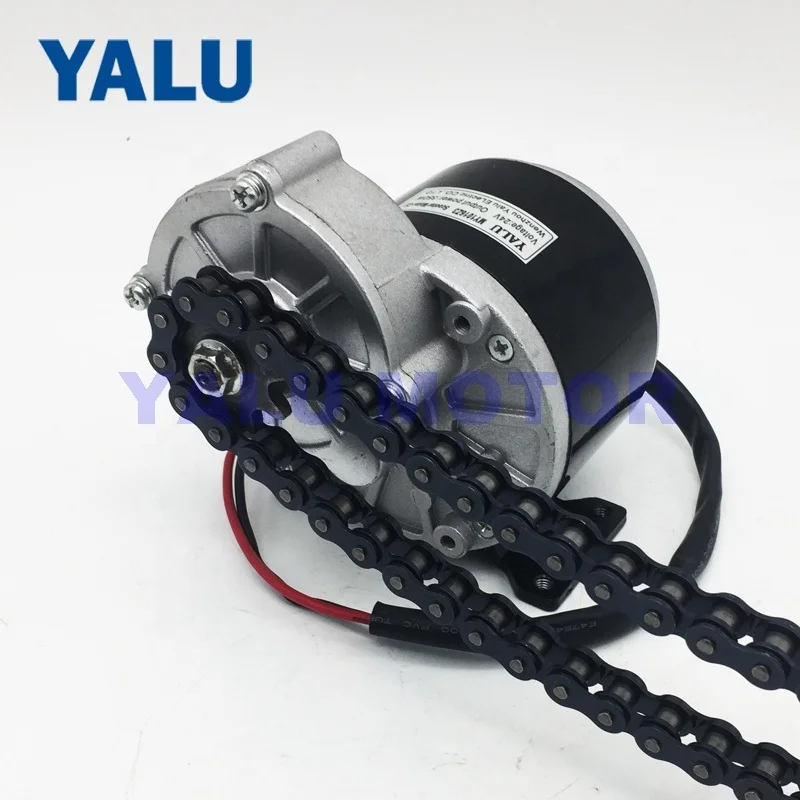 MY1016Z 12V 24V 250W Electric motorcycle ATV E-scooter Geared Brush DC Motor with 420 Chain Sprocket for Ebike Go-Kart Vehicle