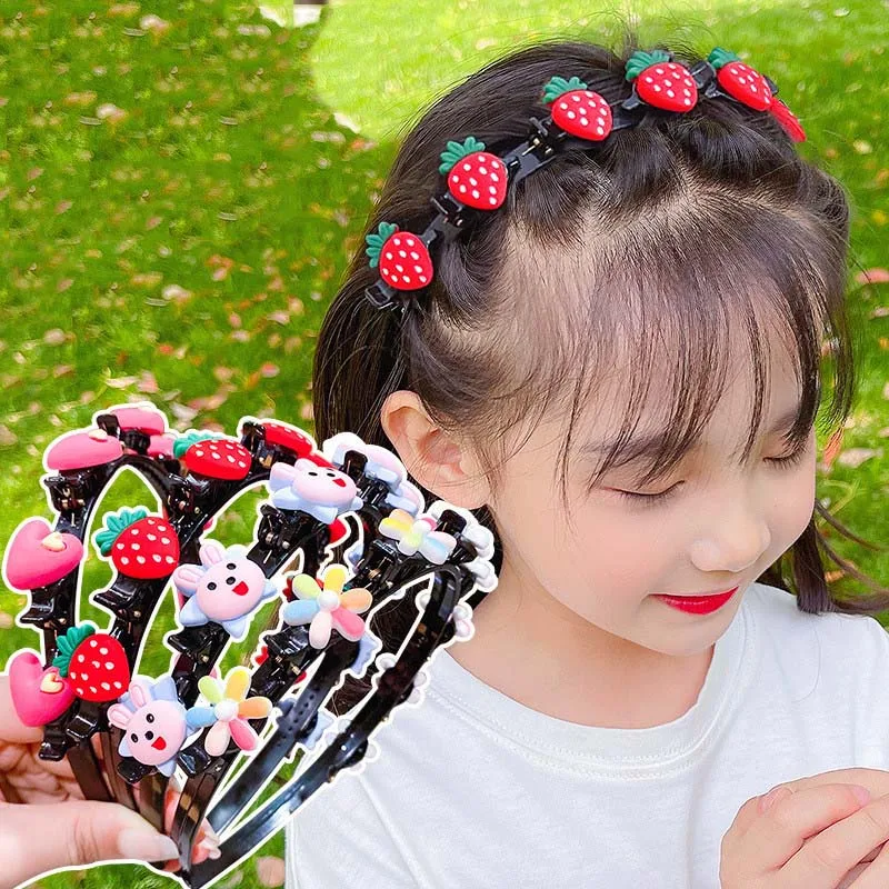 Mgirlshe 2021 Summer Popular Plastic Flowers Fruit Animal Cartoon Kids Hair Clips Headwrap Non-slip Headband for Gilrs Fashion
